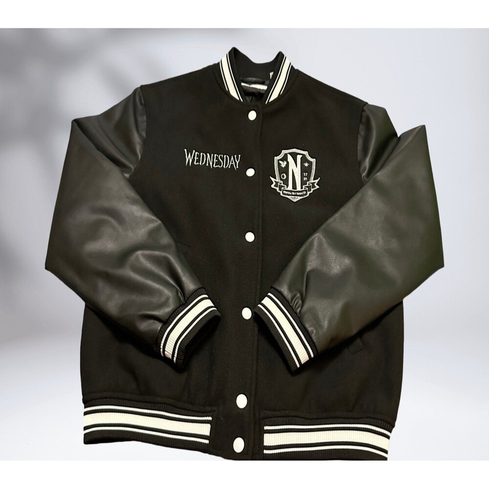 H&M Black & White 'Wednesday' Varsity Jacket for Girls 14